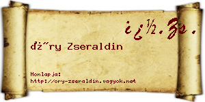Őry Zseraldin névjegykártya